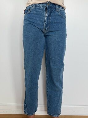 Vintage High-Rise Straight Leg Jeans — Blue Denim